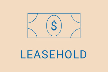 Obraz premium leasehold . Minimalist dollar image. Simple illustration on financial theme. leasehold blue logo. Beige XX background. Economic banner.ART blur