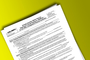 Obraz premium Form 5305-SIMPLE documentation published IRS USA 41068. American tax document on colored