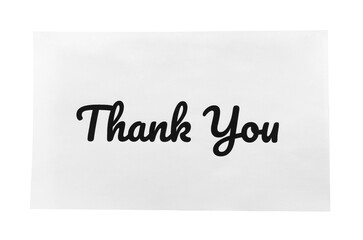 Card with phrase Thank You isolated on white