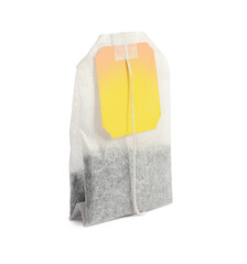 New tea bag with tab isolated on white