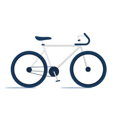 White Bicycle with dark blue accent vector flat illustration