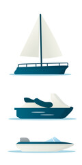 set of boat vector illustrations. Sea transport illustration
