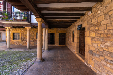 Ground floor of the traditional houses of Fuenterrabia or Hondarribia in the old part, Gipuzkoa