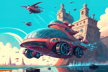 Flying cars in the city of the future
