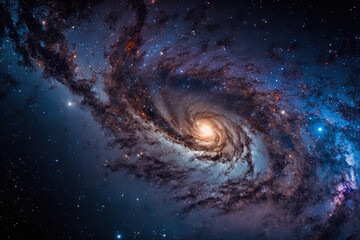 Milky Way galaxy in the cosmos, containing stars and cosmic dust. Generative AI