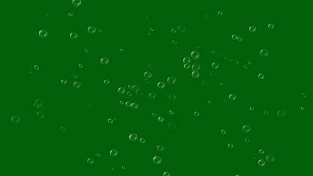3d bubbles constantly rise up on green background. Abstract festive background for advertising, congratulations, text, Mother day, Valentine, Christmas, Birthday. Transparent Alpha channel 3D render