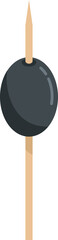 Black olive toothpick icon flat vector. Tooth pick. Wood stick isolated