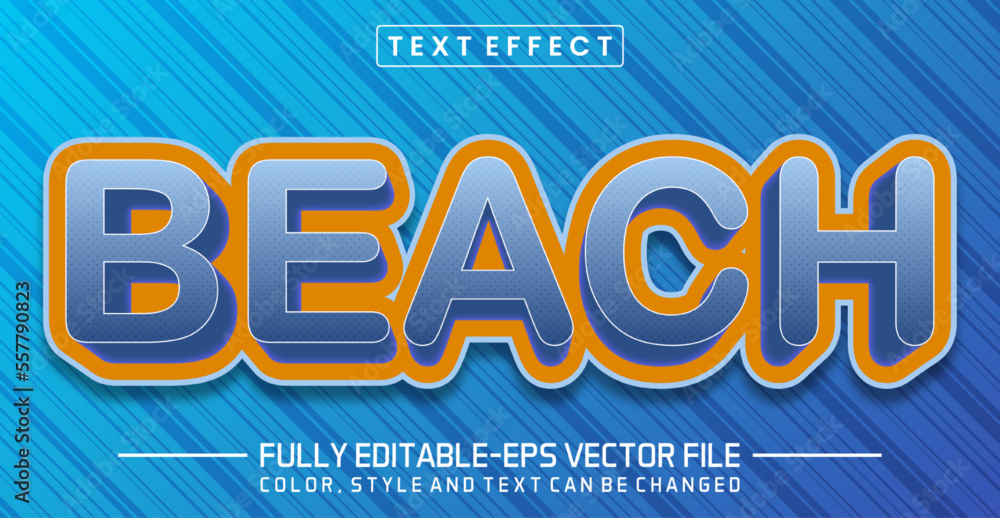Poster editable beach text style effect - text style concept