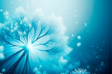 Fototapeta na wymiar Coral reefs under the sea in winter. Abstract winter theme wallpaper background.