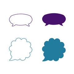 Speech bubbles vector icon set. Line and glyph sign collection for mobile concept and web design. Symbol, logo illustration. Vector graphics