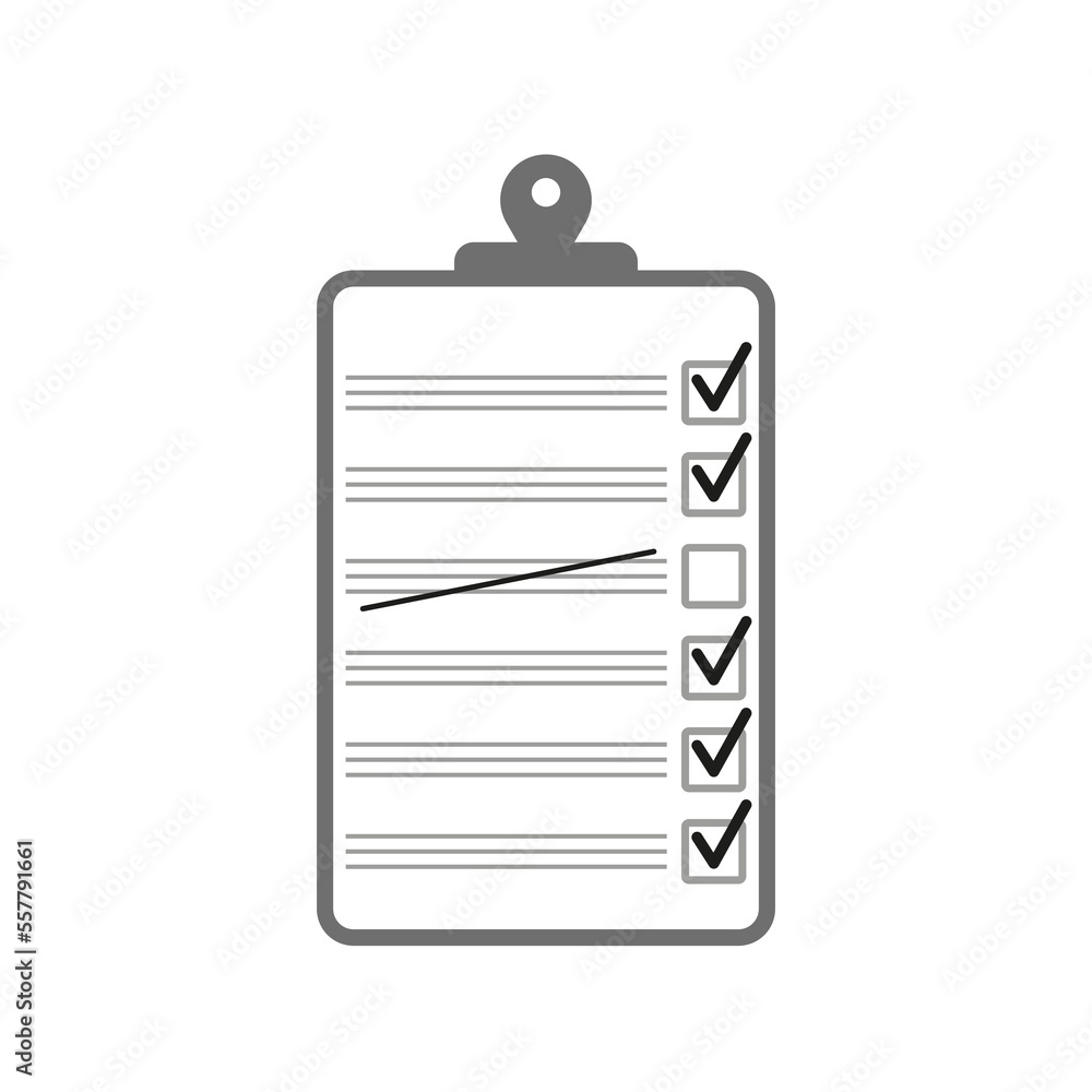 Poster flat checklist icon. document symbol. a checklist with a crossed out line. vector illustration.