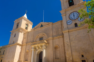 Fototapeta na wymiar Facade of Valletta Cathedral in Malta