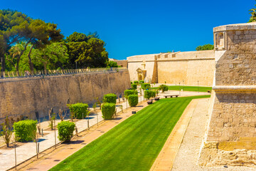 Fototapeta na wymiar Mdina, Malta, 21 May 2022: Walls of the fortified medina town center