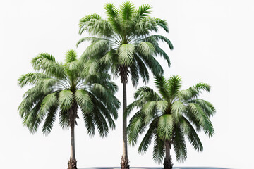 Obraz premium Betel palm trees in a group, isolated on a white background. Generative AI