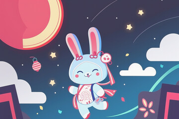 Cute cartoon rabbit - Generative AI