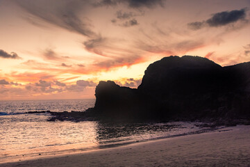 Fototapeta na wymiar Beautiful sunset over the Atlantic Ocean at Papagayo Beach, Lanzarote, Canary Islands, Spain