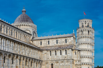 View of the Cathedral and the Leaning tower of Pisa,  Italy
