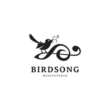 singing bird icon logo design for song vocal 2