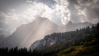 Sunbeams in the alps