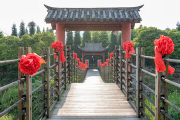 The bridge of Dujiangyan Irrigation System in Chengdu city, China.