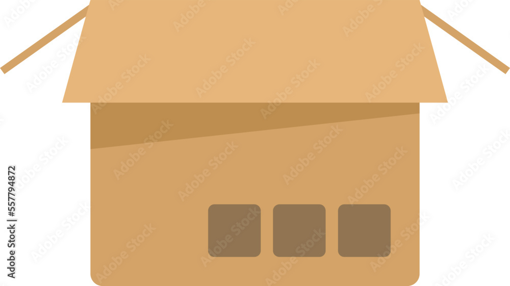 Poster web box icon flat vector. carton package. open box isolated
