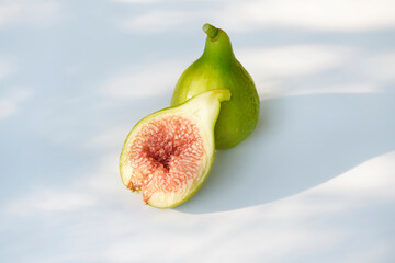 Freshly picked ripe organic Kadota figs food still life