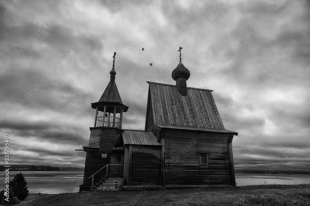 Wall mural wooden church russian north architecture religion orthodoxy