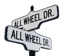 All Wheel Drive street sign in white - Powered by Adobe
