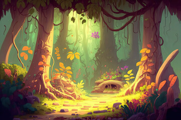 Cute magic fantasy forest