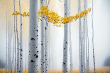 poplar tree trunk, poplar forest in autumn