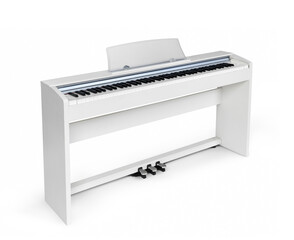 White digital piano isolated on white background