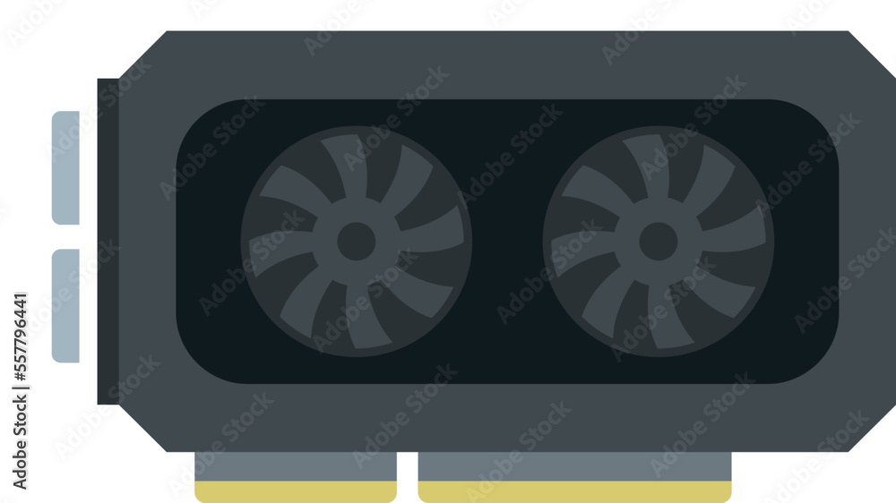 Poster gpu fan card icon flat vector. pc computer. video display isolated