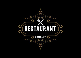 Logo Templates with Monogrammed Elements and Flourish Ornaments for Restaurants, Clubs, Boutiques, Cafes, Hotel Cards. Vector illustration