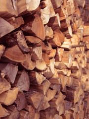 Stacked firewood background