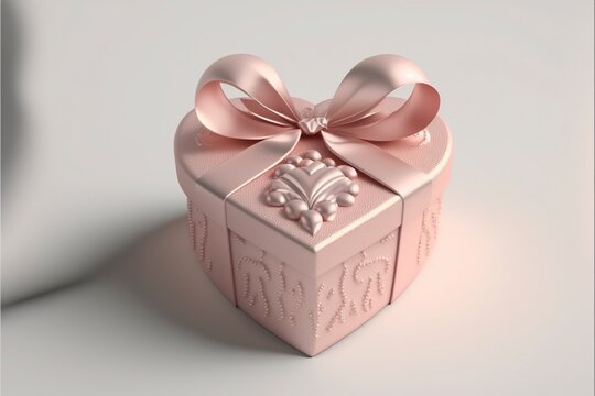 small heart shaped pink gift box 