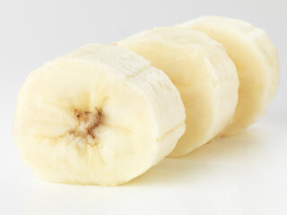 Closeup of three banana slices
