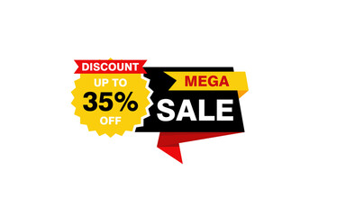 35 Percent discount offer, clearance, promotion banner layout with sticker style. 

