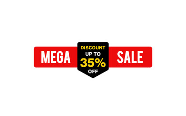 35 Percent discount offer, clearance, promotion banner layout with sticker style. 
