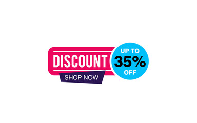 35 Percent discount offer, clearance, promotion banner layout with sticker style. 
