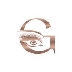 Luxury Beauty Eye Lashes Logo Letter G