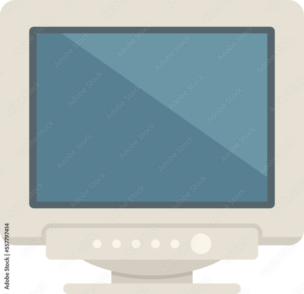 Poster pc display icon flat vector. screen monitor. computer blank isolated
