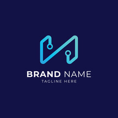 N Letter Logo With Connection Illustration, Technology Logo Icon template.