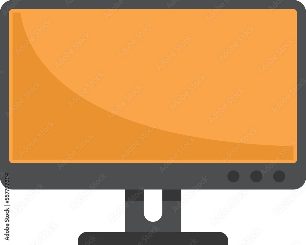 Poster office monitor icon flat vector. screen computer. pc display isolated