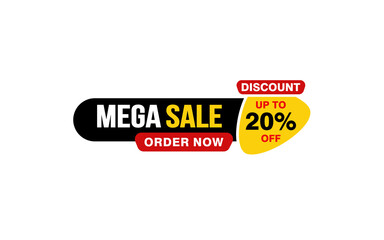 20 Percent MEGA SALE offer, clearance, promotion banner layout with sticker style. 
