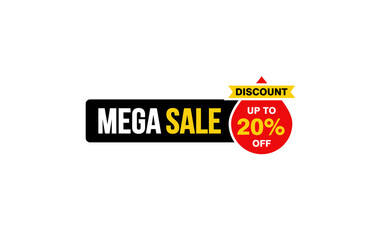 20 Percent MEGA SALE offer, clearance, promotion banner layout with sticker style. 
