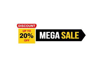 20 Percent MEGA SALE offer, clearance, promotion banner layout with sticker style. 
