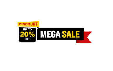 20 Percent MEGA SALE offer, clearance, promotion banner layout with sticker style. 
