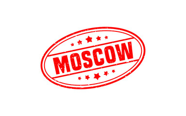 MOSCOW RUSSIA rubber stamp texture with grunge style on white background