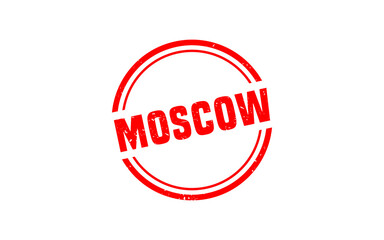 MOSCOW RUSSIA rubber stamp texture with grunge style on white background