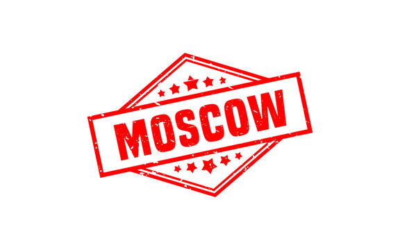 MOSCOW RUSSIA rubber stamp texture with grunge style on white background